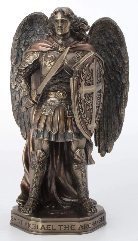 Veronese Design 11 Inch Archangel Saint Michael Sword and Shield with Base Cold Cast Resin Bronze Finish Statue Home Decor