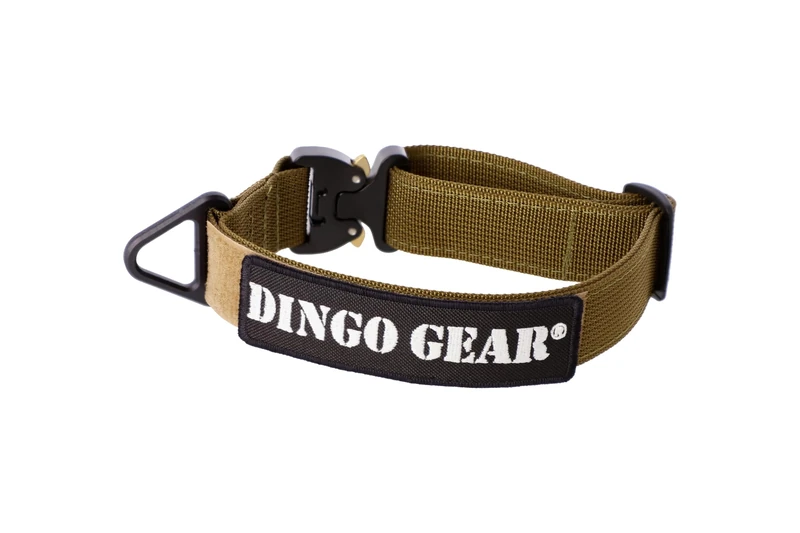 DINGO GEAR Cobra Dog Collar with Professional Safety Buckle, and Label Attached with Velcro-like Fastener, for Defence Training, Special Tasks, Neck Girth 45-63 cm, Coyote Brown (S03133)