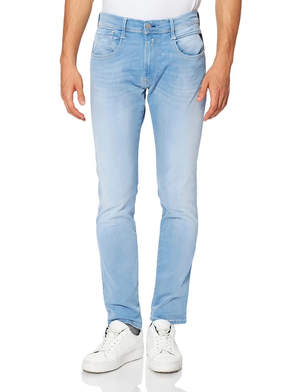 Replay Men's Anbass Hyperflex Re-Used Xlite Jeans, 010 Light Blue, 27W / 30L