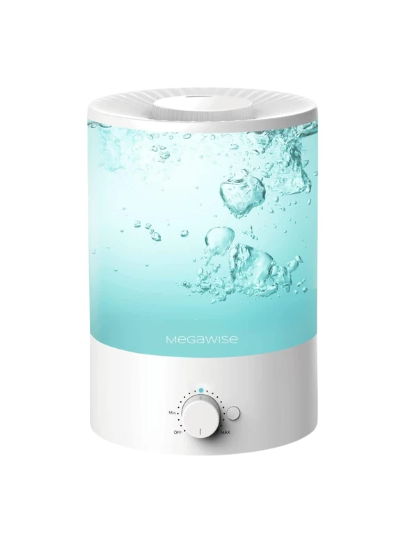 MegaWise Healthy Top-Refill Cool Mist Humidifiers for Bedroom, 24dB Ultrasonic Air Vaporizer with Water Filters for Baby [PP Material], Colorful Night Light,1 Gal Essential Oil Diffuser, Auto off - Image 1