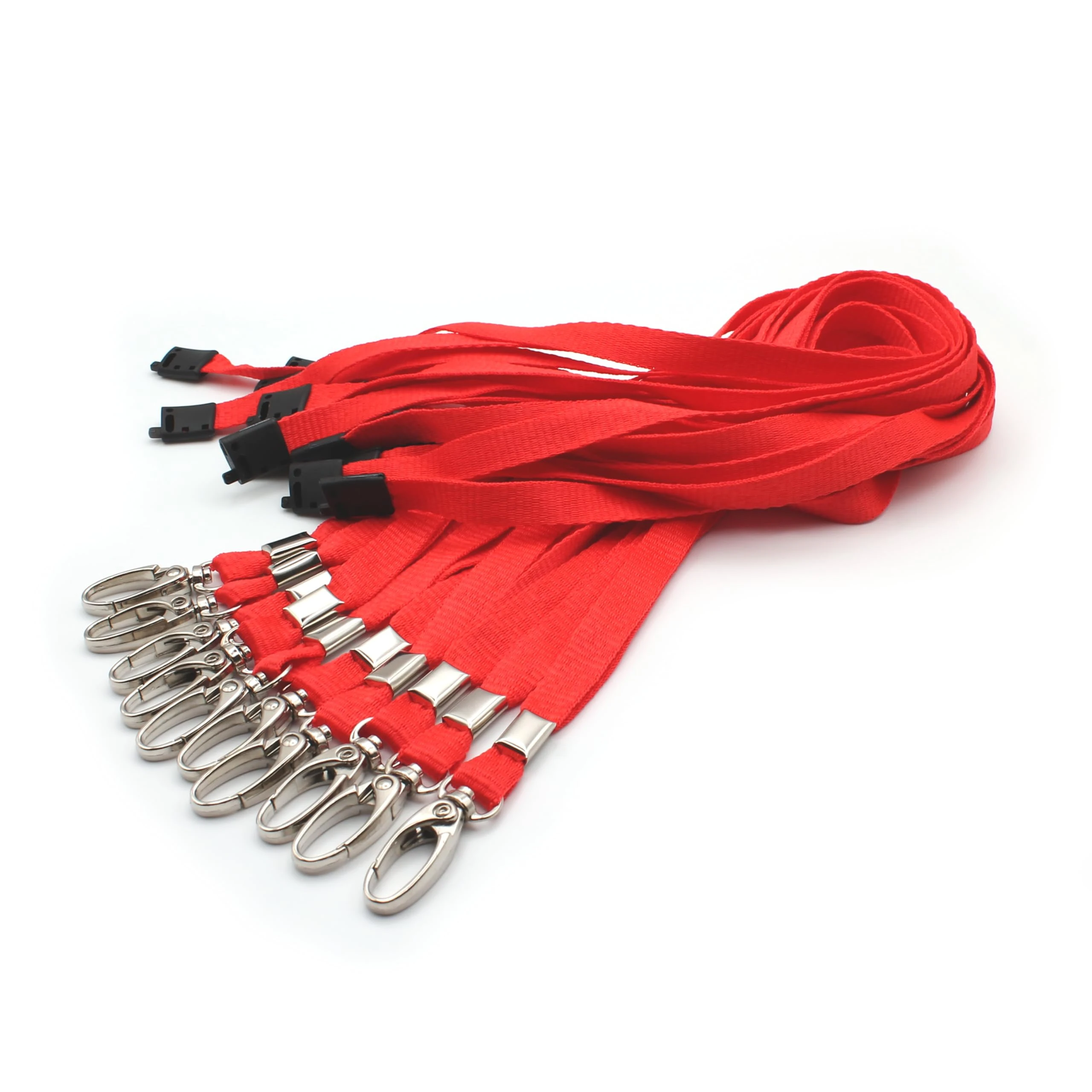 Red Lanyards for ID Badges with Safety Breakaways and Metal Lobster Clips - Pack of 10