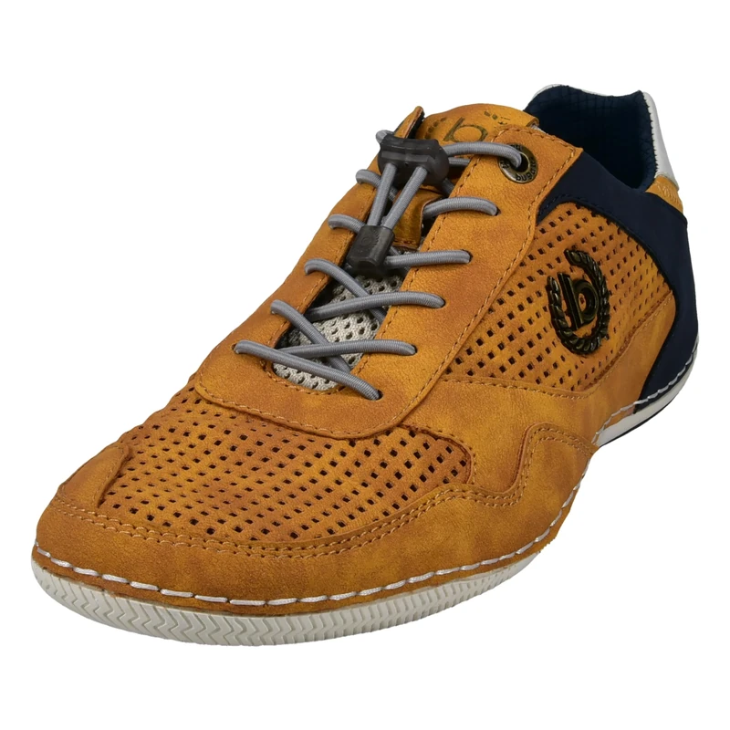 bugatti Men's Casual sneaker with flexible sole, lace-up shoe with memory foam, elastic laces, Yellow, 9 UK - Image 1