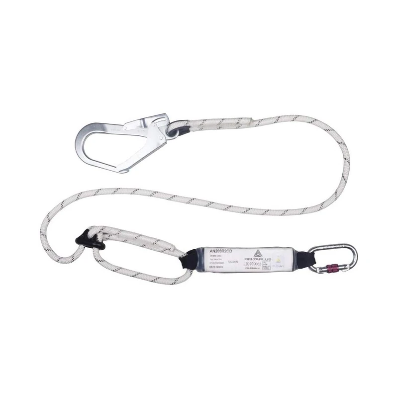 Delta Plus AN208R2CD Energy Absorber Fall Arrester with Adjustable Rope for AM022 & AM002, 1.5m-2m, White/Black, Pack of 5