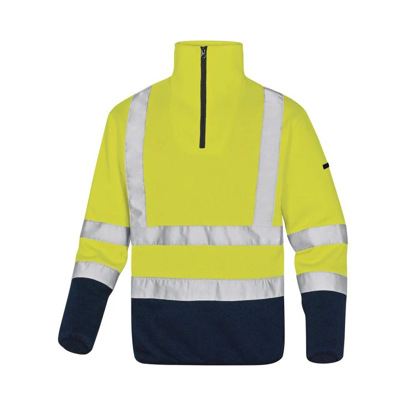 Delta Plus MARHVJMGT Marmothv High Visibility Polyester Pullover Style Polar Fleece, Size Large, Fluorescent Yellow/Navy Blue, Pack of 1 - Image 1