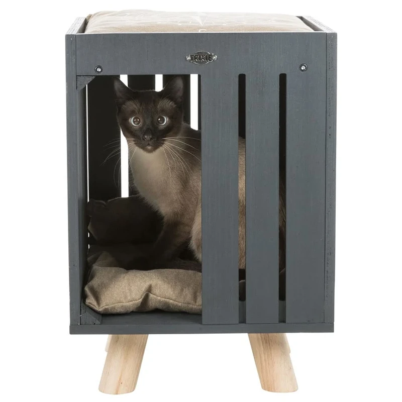 TRIXIE scratching post BE NORDIC Jonte 115 cm in grey/white, multi-level cat tree with sisal trunk and cat cave as a retreat, cosy and stable, 44745