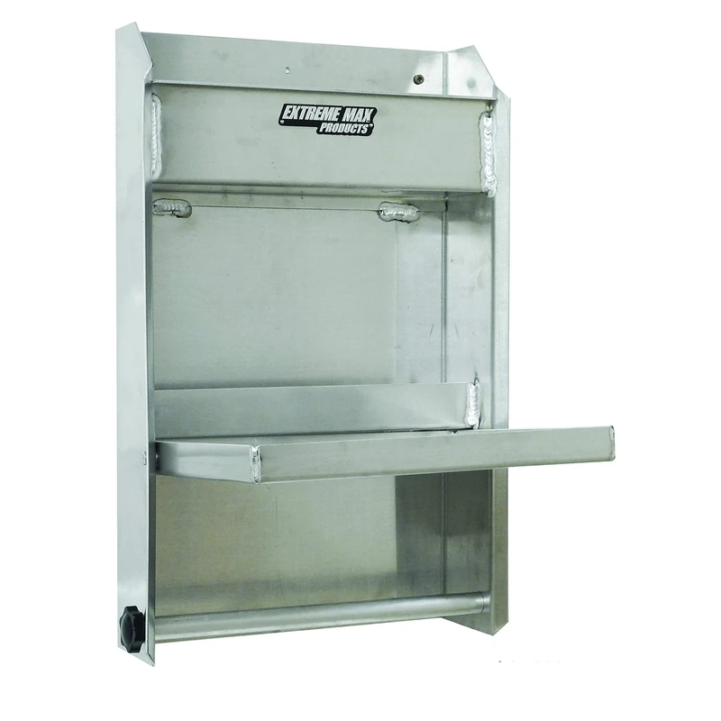 Extreme Max 5001.6053 Junior Aluminum Work Station Storage Cabinet Flip-Out Work Tray with Paper Towel Rack Organizer for Enclosed Race Trailer Shop Garage Storage - Image 1