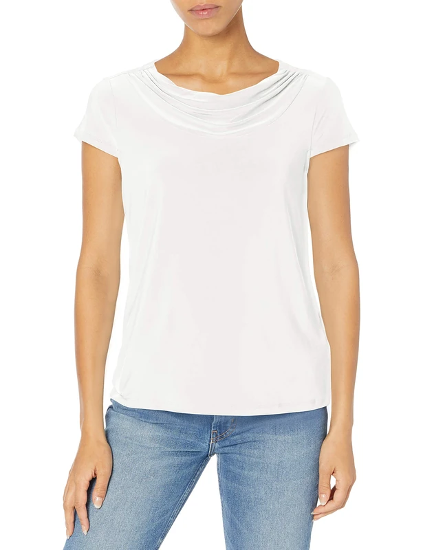 Kasper Women's Cowl Neck ITY TOP Shirt, Vanilla Ice, Large - Image 1