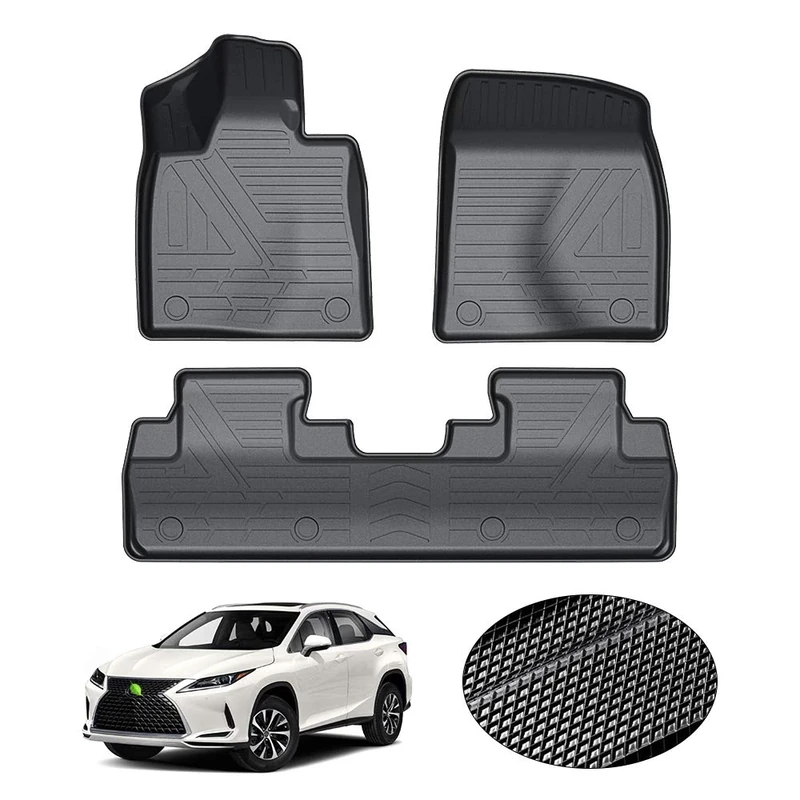 KUST All Weather Floor Mats for 2016-2022 Lexus RX RX350/RX450h, 2018-2022 RXL (NOT for 2023 Lexus RX) Custom Fit Floor Liners 2 Row Liner Set Black Non-Slip
