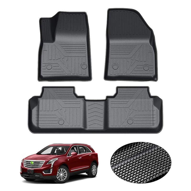 KUST Floor Mats for Cadillac XT5 2017-2023 2024 Floor Mat Liners All Weather Car Mats 1st & 2nd Row Carpet Liners Black Non-Slip