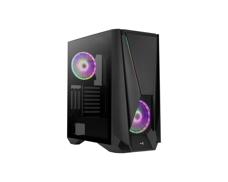 AEROCOOL VISORBK, Boitier Moyen Tour ATX Visor RGB avec panneau vitré (Noir)
