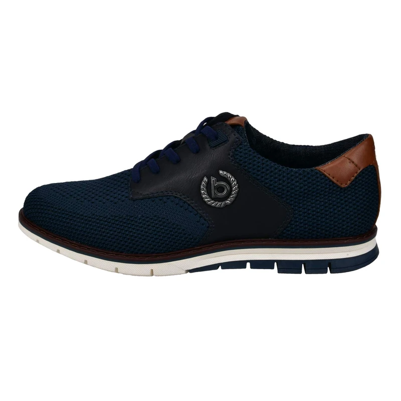 bugatti Men's Lace-up shoe made of breathable material mix, memory foam, elastic laces, Dark Blue, 7.5 UK