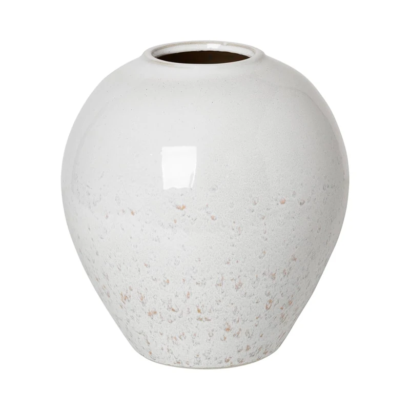 Broste Copenhagen Ingrid M Vase aus Keramik in der Farbe Hellgrau-Weiß, Maße: 24cm x 24cm x 25,5cm, 14463234