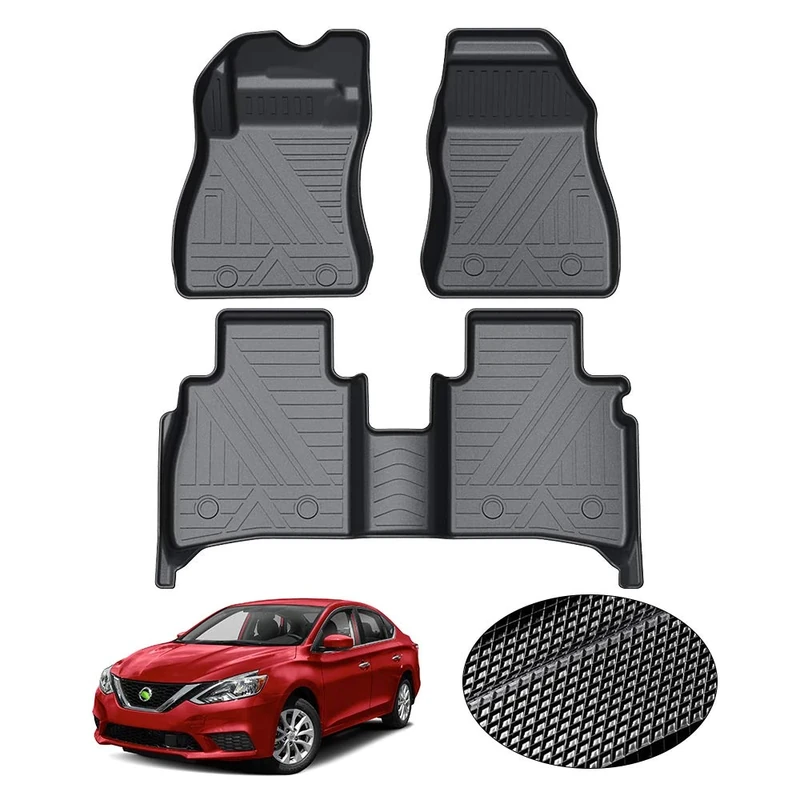 KUST Custom Fit Floor Mats for Nissan Sentra 2014 2015 2016 2017 2018 2019 All Weather Floor Mat Liners 1st and 2nd Row Full Set Liners Non-Slip