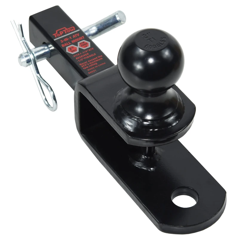 TOPTOW ATV/UTV Trailer Hitch Towing Ball Mounts, 2-Inch Ball, Clevis Pin, Fits 1 1/4-Inch Receiver