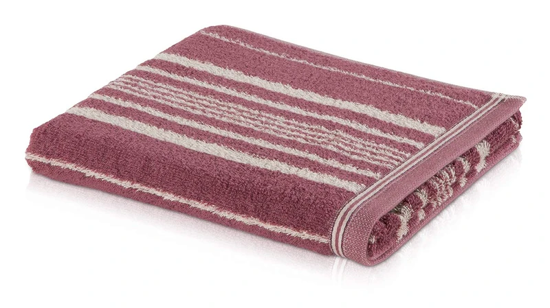 Möve Bohème Mattress stripes shower towel 80 x 150 cm, Towel - Made in Germany, 85% cotton 15% linen, Mauve/Nature
