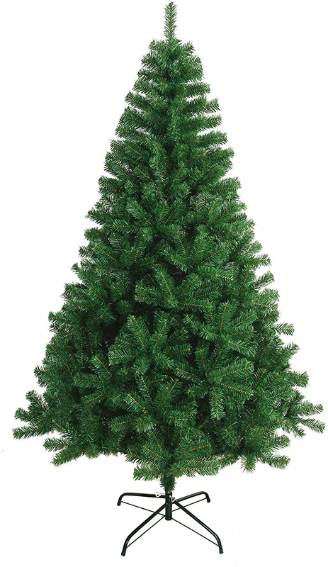 Solagua Artificial Green Christmas Tree Extra Filling Tinsel Leaf 150-300 cm Trees C/Metal Stand (Dark Green, 150 cm 380Tips) - Image 1