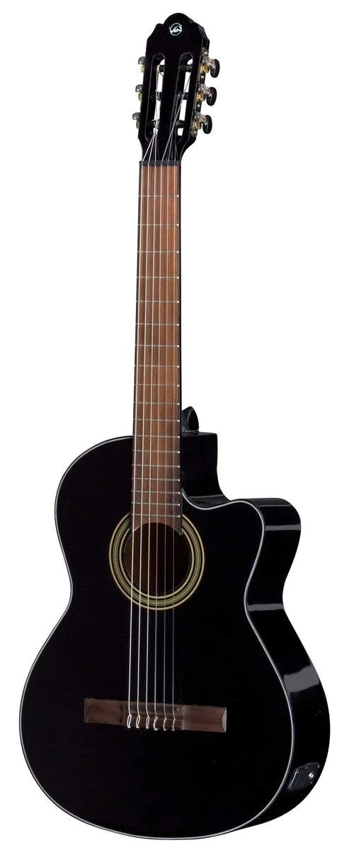 GEWA E-Acoustic Classical Guitar Basic Plus, spruce top, basswood body, 4/4, Slim Body, black