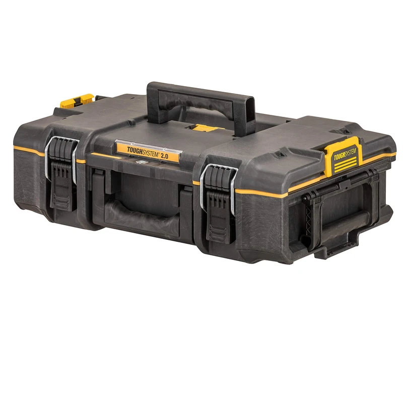 Durable stackable toolbox with IP65 water seal, 20kg load capacity, auto-latching system, and removable organizers—ideal for tough jobsite tool storage.