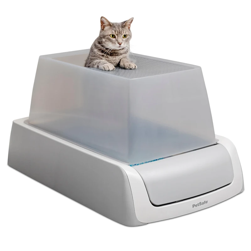 PetSafe ScoopFree Automatic Self Cleaning Hooded Cat Litter Box - Ultra, Top-Entry - Purple or Taupe - Covered 2nd Generation - Includes Disposable Tray with Premium Blue Crystal Litter and Hood