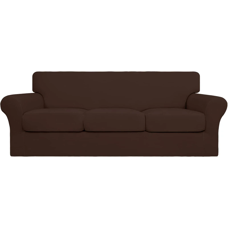 Easy-Going 4 Pieces Stretch Soft Couch Cover for Dogs - Washable Sofa Slipcover for 3 Separate Cushion Couch - Elastic Furniture Protector for Pets, Kids(Sofa,Coffee)