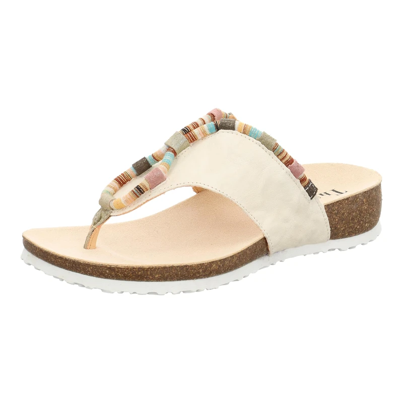 Think! Damen JULIA chromfrei gegerbte nachhaltige Pantolette, IVORY/KOMBI 1000