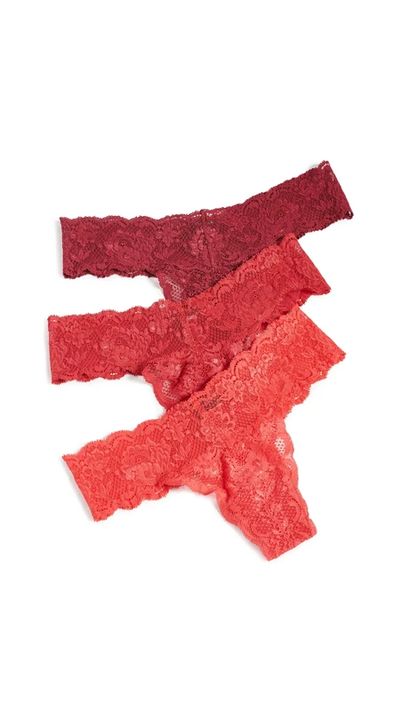 Cosabella Women's Say Never Cutie Low Rise Thong 3 Pack Panties, Deep Ruby/Mystic Red/Rossetto, One Size (Pack of 3) - Image 1