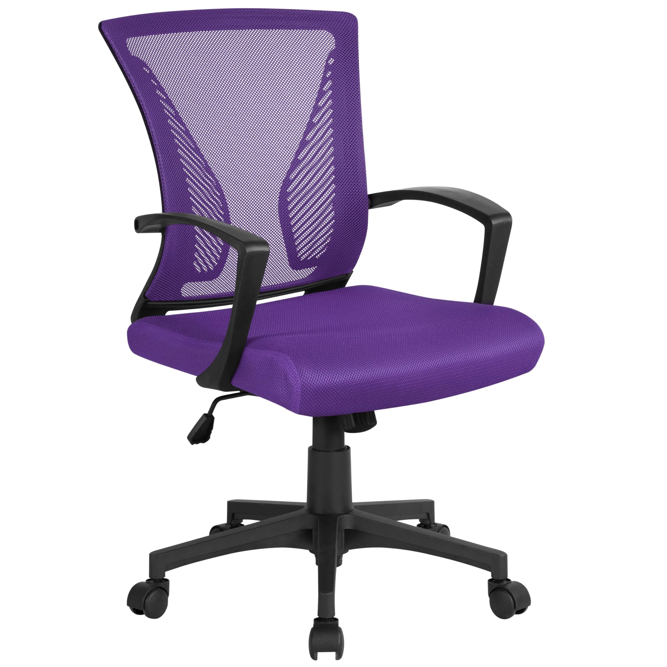 Yaheetech Purple Office Chair Executive Computer Chair Adjustable Desk Chair Study Chair with Comfortable Armrest and Thick Padded Seat for Home Work