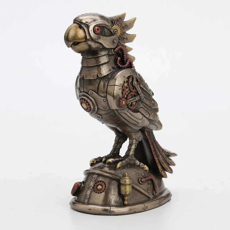 Veronese Design Steampunk Designed Cockatiel/Parrot Bird Metallic Finished Tabletop Statue