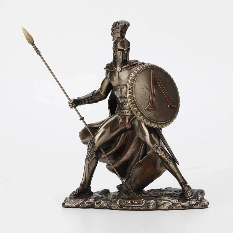 Veronese Design Greek King Leonidas Battle Warrior of Sparta Bronze Finished Tabletop Statue