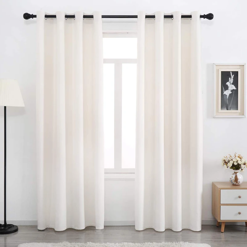 Cream White Velvet Curtains 84 inches Long Soft Velvet Curtains Grommet Velvet Thermal Insulated Curtains Window Treatment for Bedroom Light Filtering Velvet Curtains Set of 2 Panels Cream