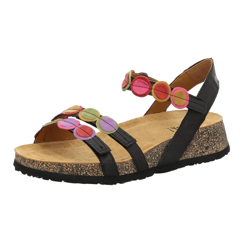 THINK! Damen KOAK chromfrei gegerbte nachhaltige Sandale, SCHWARZ/KOMBI 0000