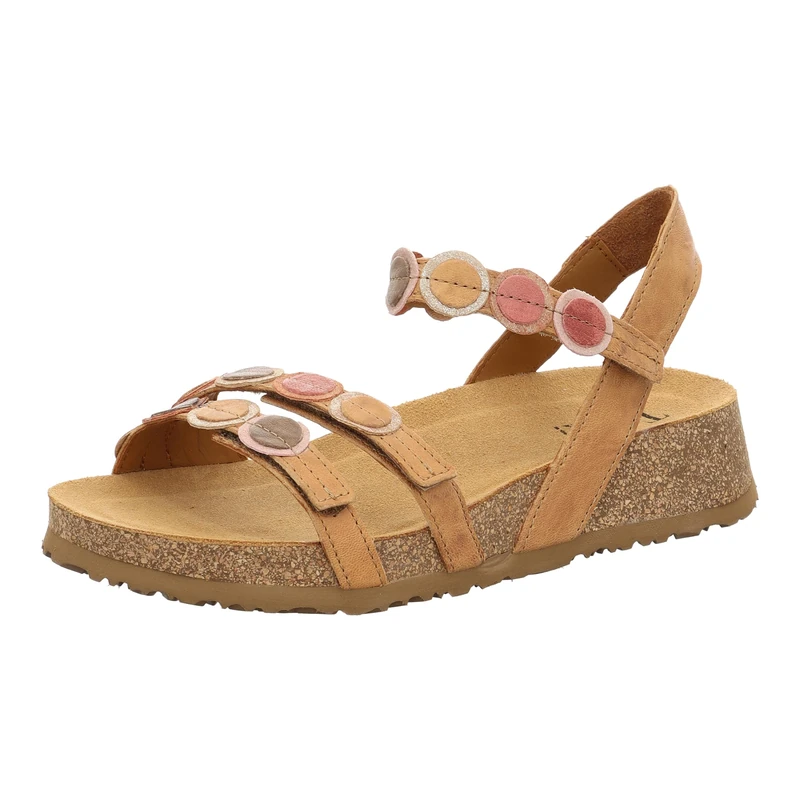 Think! Damen KOAK chromfrei gegerbte nachhaltige Sandale, TAN/KOMBI 3000