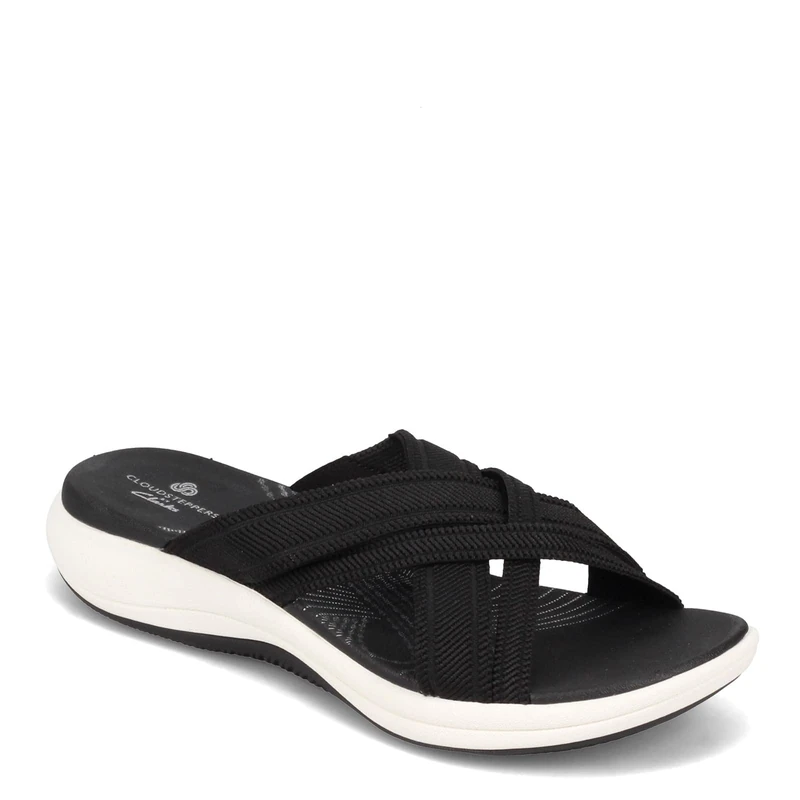 Clarks Women's Mira Isle Slide Sandal, Black Textile, 7.5 UK