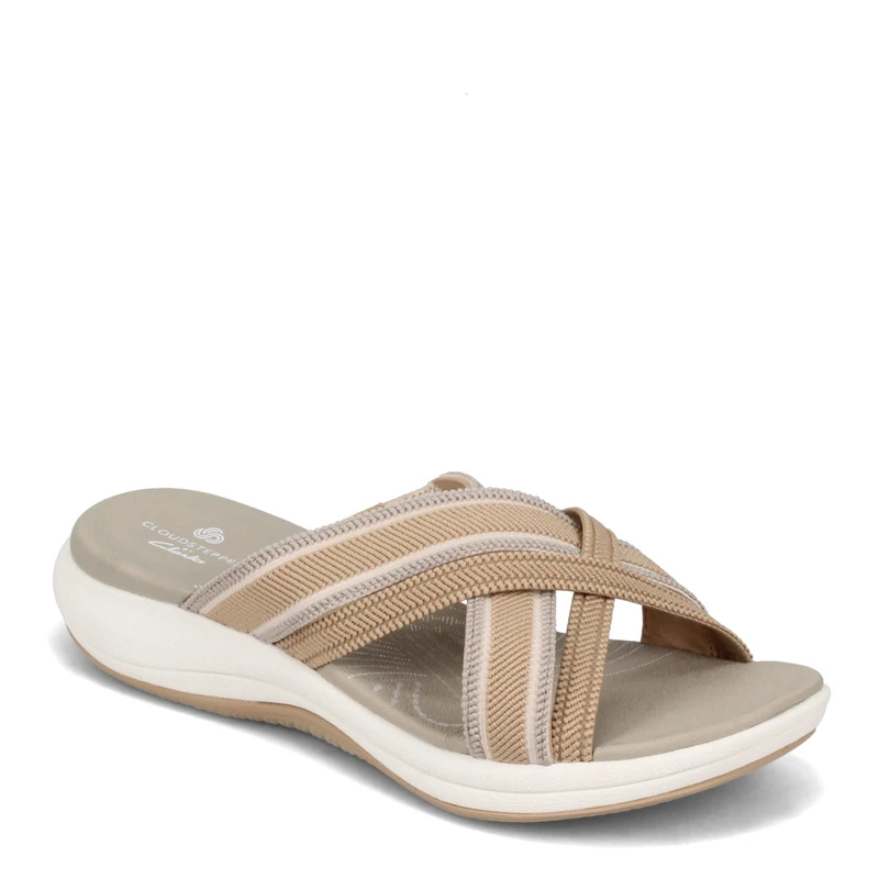 Clarks Women's Mira Isle Slide Sandal, Sand Combi Textile, 3 UK
