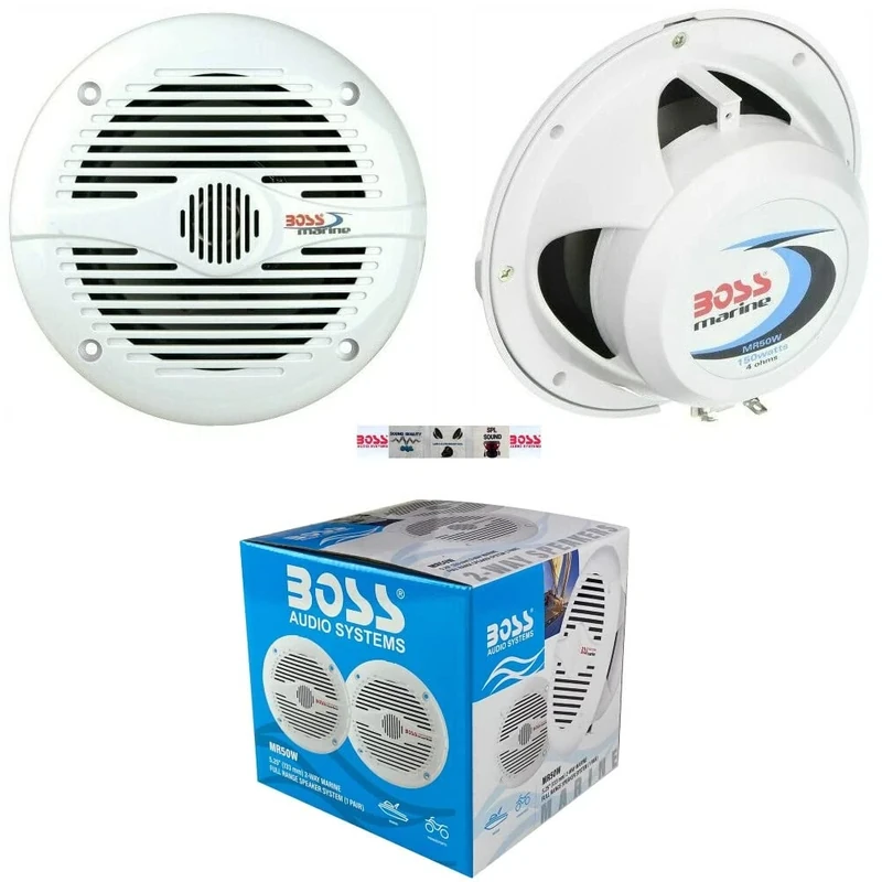 2 marine speakers compatible with BOSS AUDIO MR50W 2 way 5.25" 13.50 cm 135 mm 75 watt rms 150 watt max waterproof sea pool boat, per pair