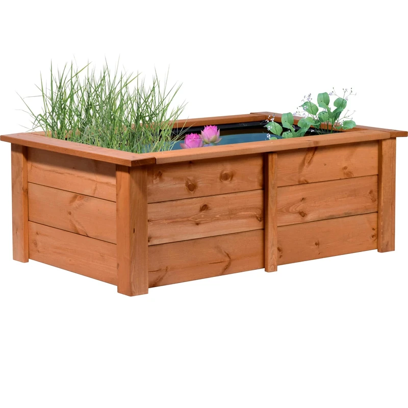 dobar® 29246FSCe High Rectangular Pine Wood Garden Pond Cube, 200 L, Brown
