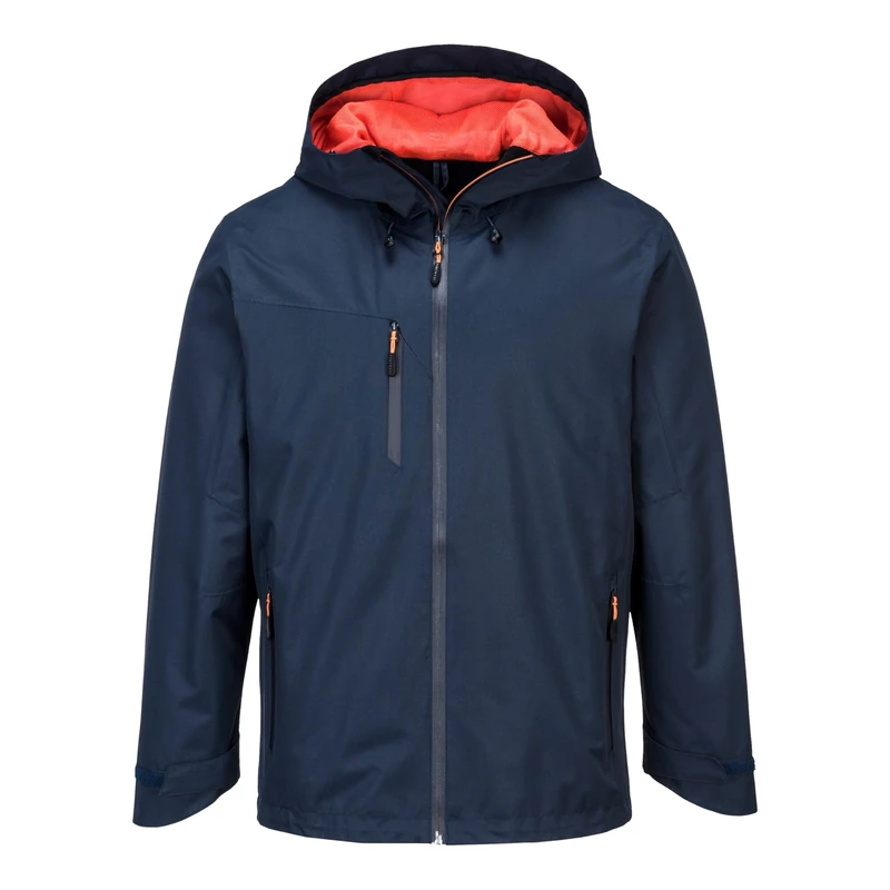 Portwest S600 Men's KX3 Waterproof Rain Jacket - Lightweight Shell Jacket with Hood Black, XX-Large