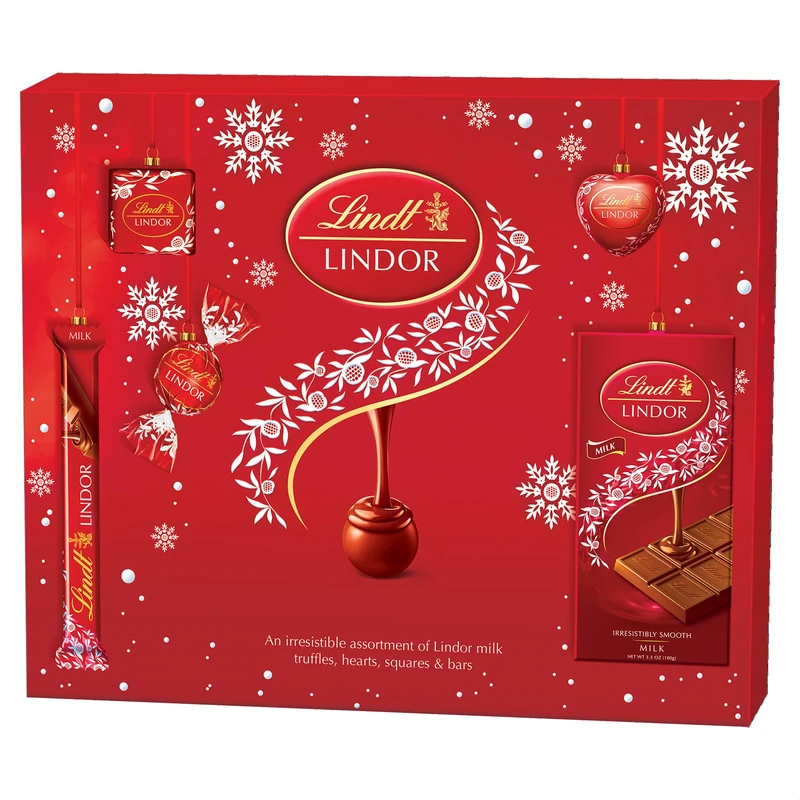 Lindt Lindor Milk Chocolate Christmas Selection Box – Medium 234g – Truffles, Hearts, Squares & Bars – 2025 Gift for Him & Her