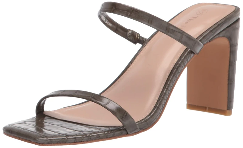 The Drop Women's Avery Square Toe Two Strap High Heeled Sandal, Capers, 9 UK