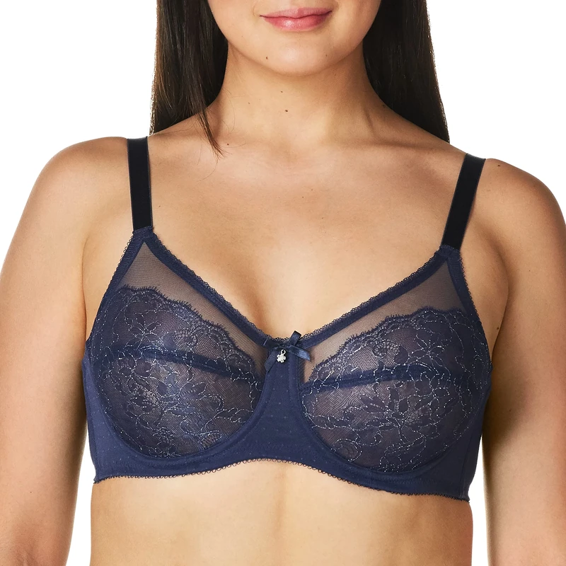 Wacoal Women's Retro Chic Full Figure Underwire Bra Coverage, Black Iris, 42E
