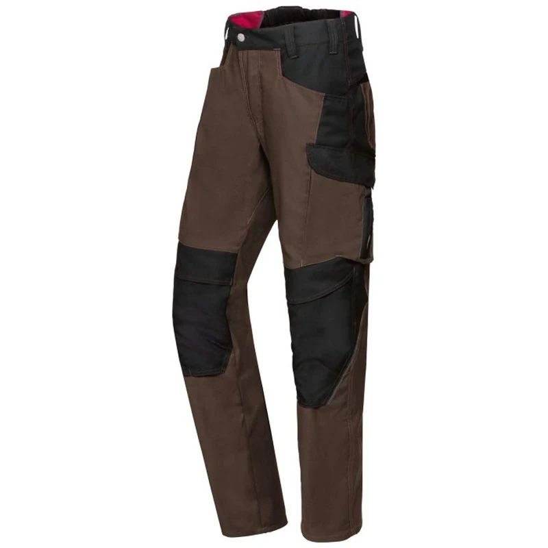 BP 1820-565-4832-33s Fabric Blend with Stretch Work Trousers for Men, High Waist at Back, 65% Polyester/35% Cotton, Brown/Black, 33S Size