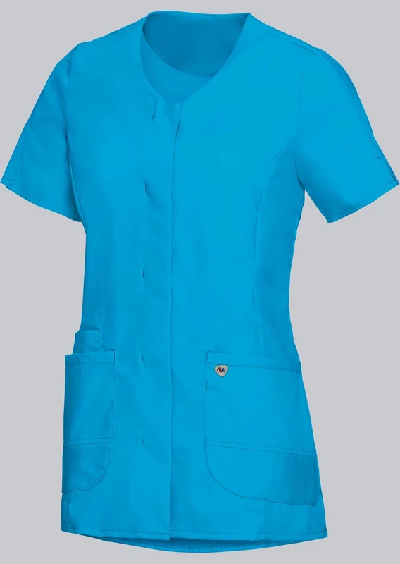 BP 1764-241-0114-Sn Super Light Fabric Tunic for Women, 49% Cotton, 48% Polyester, 3% Elastolefin, Curaçao Blue, Sn Size - Image 1