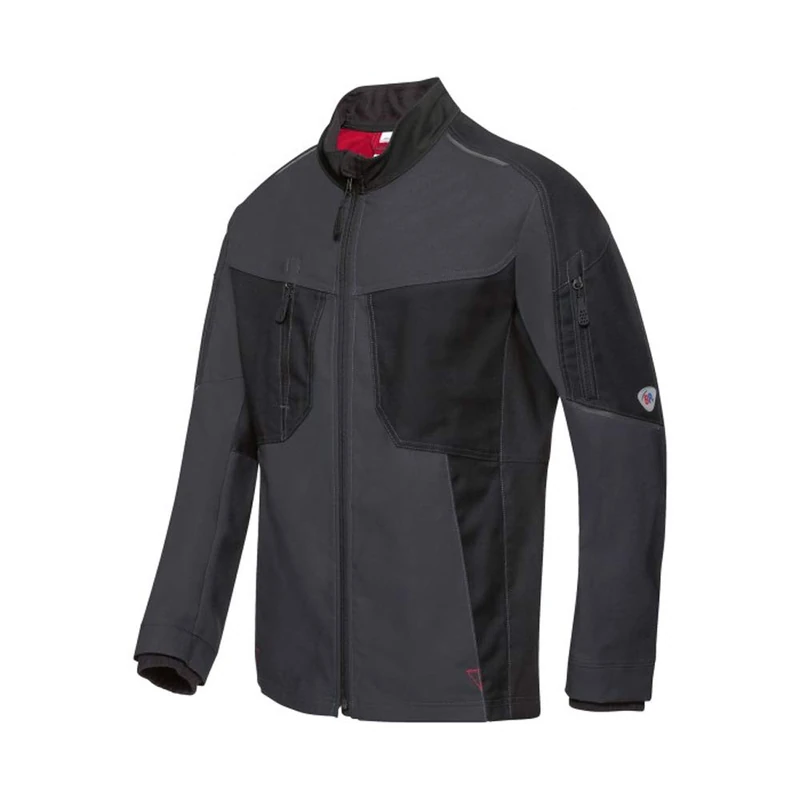 BP 1822-565-5632-38/40n Fabric Mix Work Jacket for Men, Lined Stand-Up Collar and Front Zip, 65% Polyester/35% Cotton, Anthracite/Black, 38/40N Size