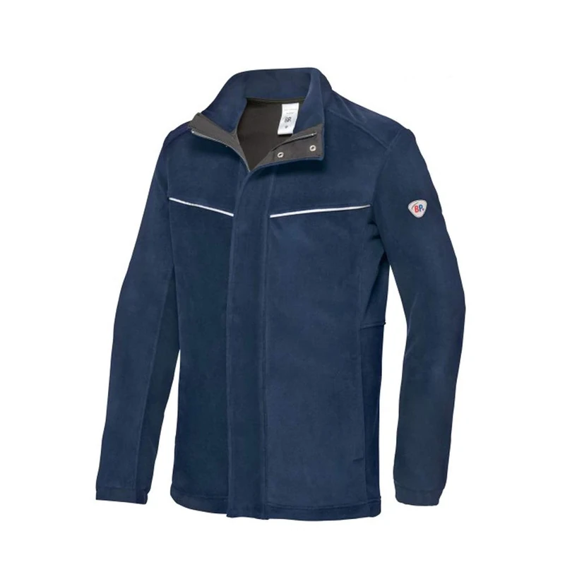 BP 2424-860-0014-3XLn Fleece Jacket for Men Stand-Up Collar Concealed Front Zip 48% Modacrylic/32% Cotton/18% Polyester/2% Other Fibres, Night Blue, 3XL Size