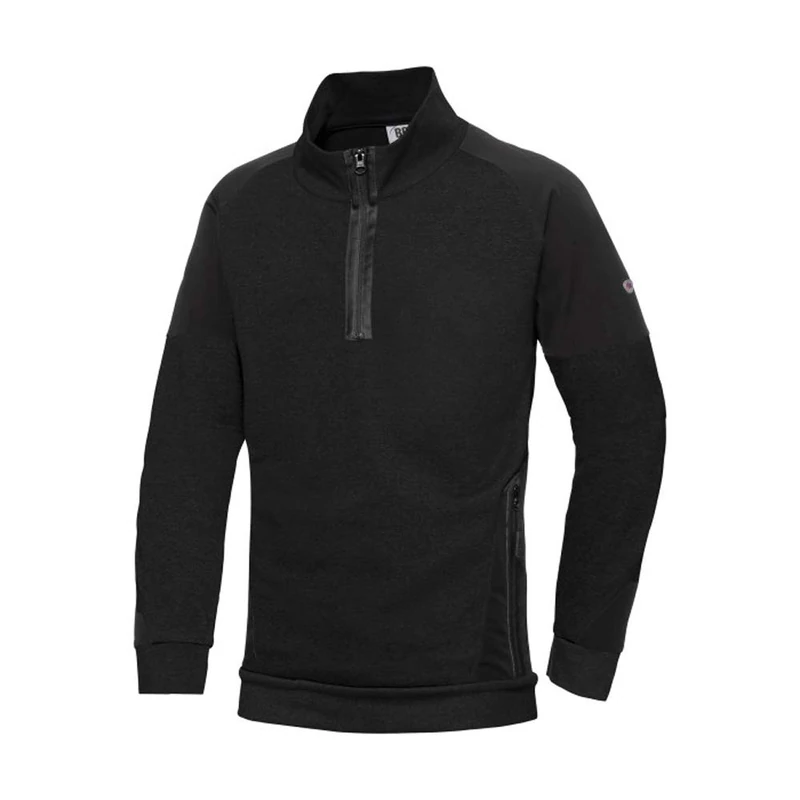 BP 1828-293-0032-XS Stretch Men's Long Sleeve High Collar Zip 60% Cotton/40% Polyester Black XS