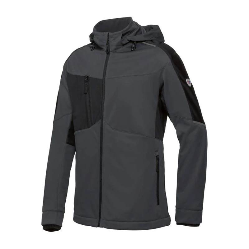 BP 1830-992-5632-Sn Men's Stand-Up Collar Softshell Jacket Front Zip, 100% Polyester, Anthracite/Black, S