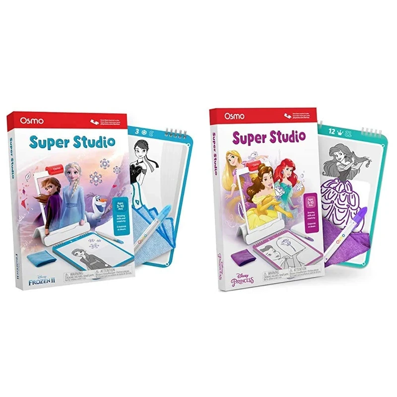 Osmo Super Studio Disney Frozen2 Learn to Draw & Super Studio Disney Princess Learn to Draw For iPad/Fire Tablet Age5-11