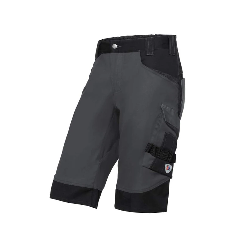 BP 1827-033-5632-45/46n Fabric Blend with Stretch Shorts, High Waist at Back, 70% Cotton/28% Polyester/2% Elastane, Anthracite/Black, 45/46N Size