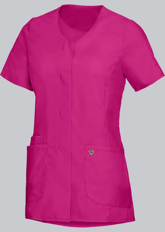BP Med Tunics 1764-241-0830 Women's Tunic - 1/2 Sleeves and V-Neck - 49% Cotton, 48% Polyester, 3% Elastolefin - Slim Fit - Size: Men - Colour: Fuchsia