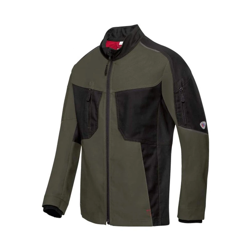 BP 1822-565-7332-44/46l Fabric Blend Work Jacket for Men, Lined Stand-Up Collar and Front Zip, 65% Polyester/35% Cotton, Olive/Black, 44/46L Size